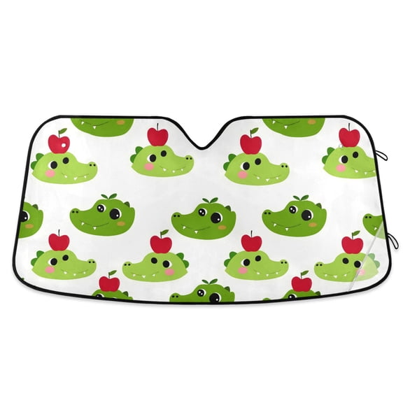Cute Crocodile Head with Apply Car Windshield Sun Shade Foldable Car Front Window Visor Heat and UV Protection 55x27.6