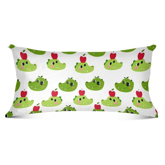 Cute Crocodile Head with Apply Plush Pillow Cases Body Size Ultra Soft Warm Pillowcases with Zipper 20"x54"