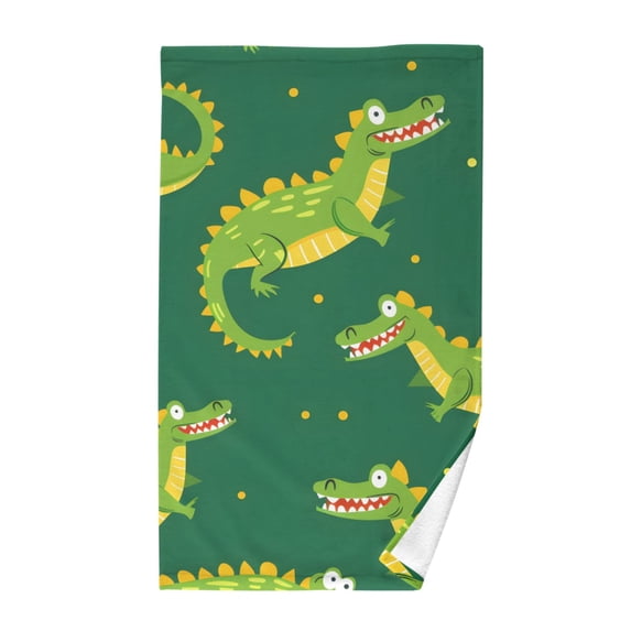 Cute Crocodile Print Cotton Face Towel Soft Hand Towel Absorbent Bathroom Towel for Kitchen Hotel