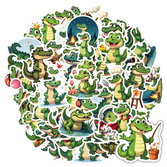 Cute Crocodile Stationery Stickers Animal DIY Stickers Teacher Reward Stickers for Laptop Suitcase Phone