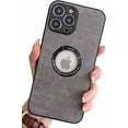 thumbnail image 1 of Cute Crocodile for iPhone 12 Pro Max Case, PU Leather Cases with Metal CD Design Clear Logo Window for Women Girls & Man Slim Soft Silicone TPU Shockproof Protective Cover(Grey), 1 of 12