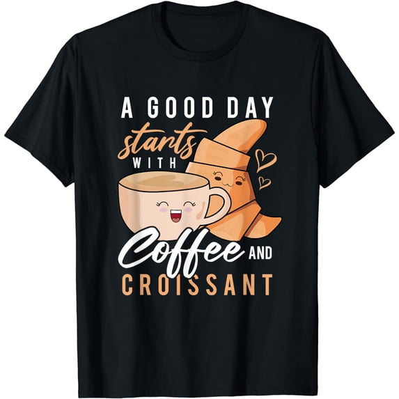 Cute Croissant Coffee Morning Breakfast Baker Funny Baking T-Shirt