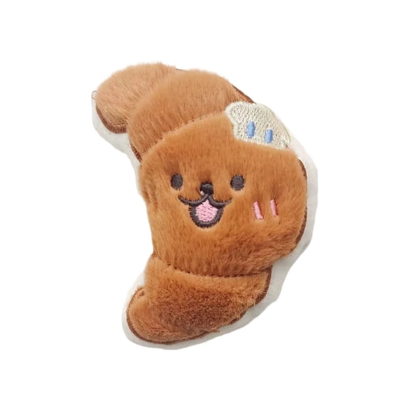 Cute Croissant Shaped Dog Squeaky Plush Toy, Soft Polyester Chew Toy for Small/Medium Dogs, Interactive Puppy Play & Teething Toy