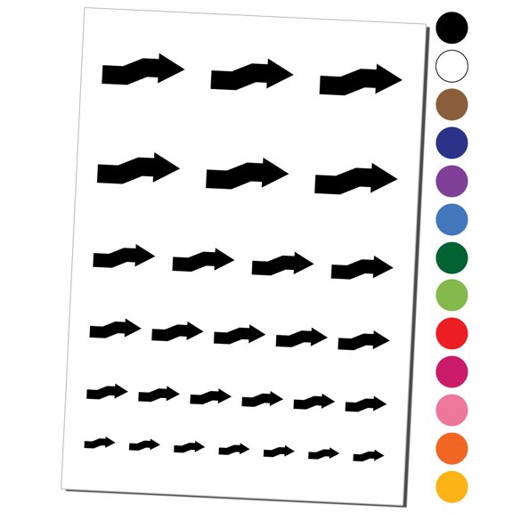 Cute Crooked Arrow Solid Water Resistant Temporary Tattoo Set Fake Body Art Collection - Dark Blue