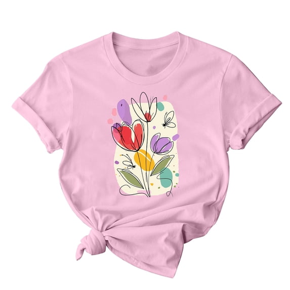 Cute Crop Tops for Women Plus Size Womens T Shirts Loose Fit Workout Generic Womens Tops Hide Belly