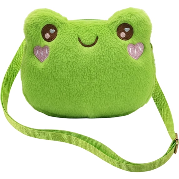 Cute Crossbody Bag Frog Plush Shoulder Bag Cartoon Animal Handbag Plush Backpack Small Doll Frog Bag