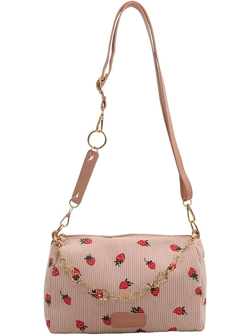 Cute Crossbody Bag for Women Strawberry Purse Corduroy Tote  display picture 1