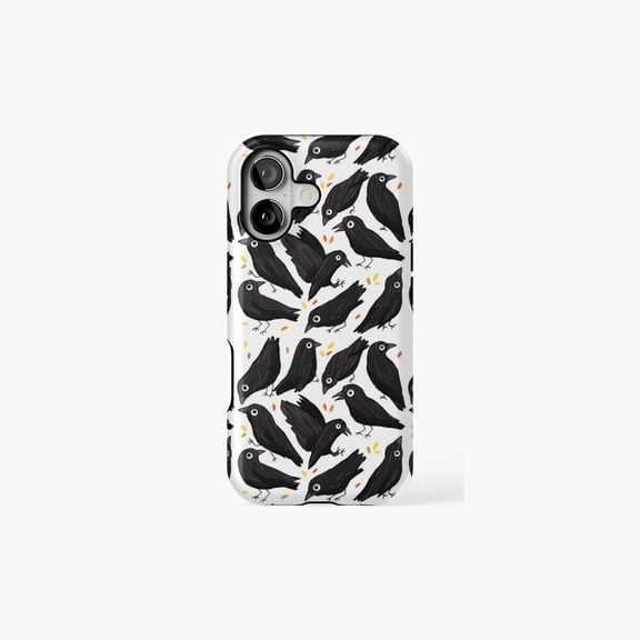 Cute Crow Pattern Gothic Bird Illustration Universal Phone Case for iPhone 11–17 Pro Max