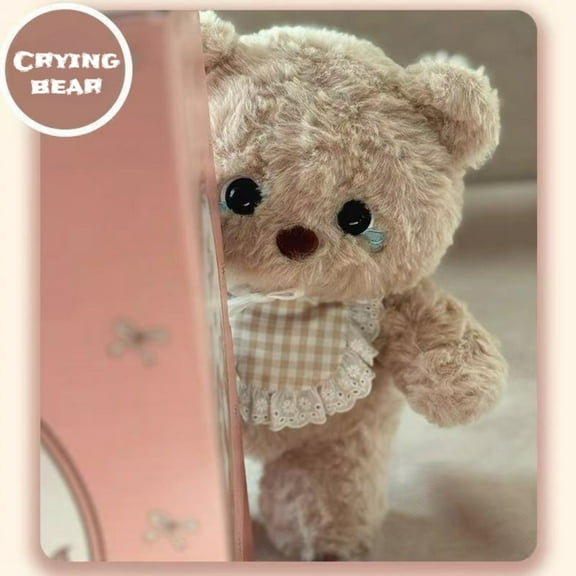 Cute Crying Bear Plush Toy with Scarf, Soft Stuffed Teddy Bear Doll, Adorable Comfort Plush for Girlfriend, Birthday Gift & Sweet Room Decor