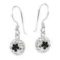 thumbnail image 1 of Cute Crystal Black Daisy Dome Sterling Silver Dangle Earrings, 1 of 4
