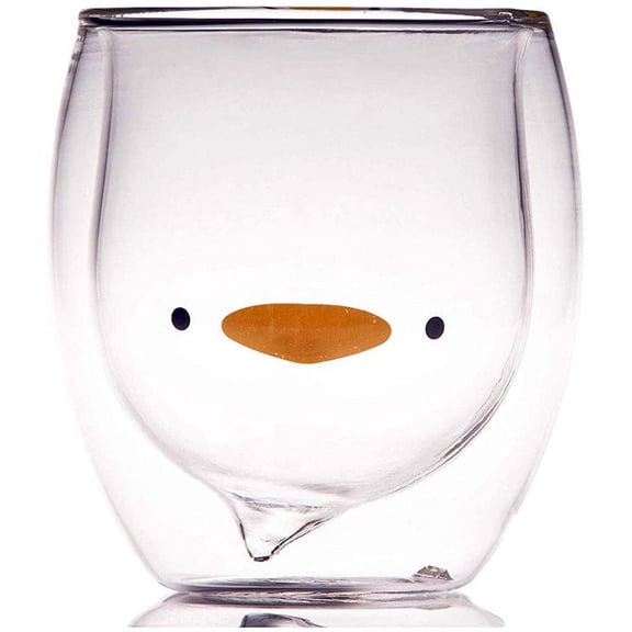 Cute Cup Double Wall Glass Mug, Glass Espresso Cup, Coffee Cup, Tea Cup, Perfect Birthday And Holiday Gift, Bear Cup