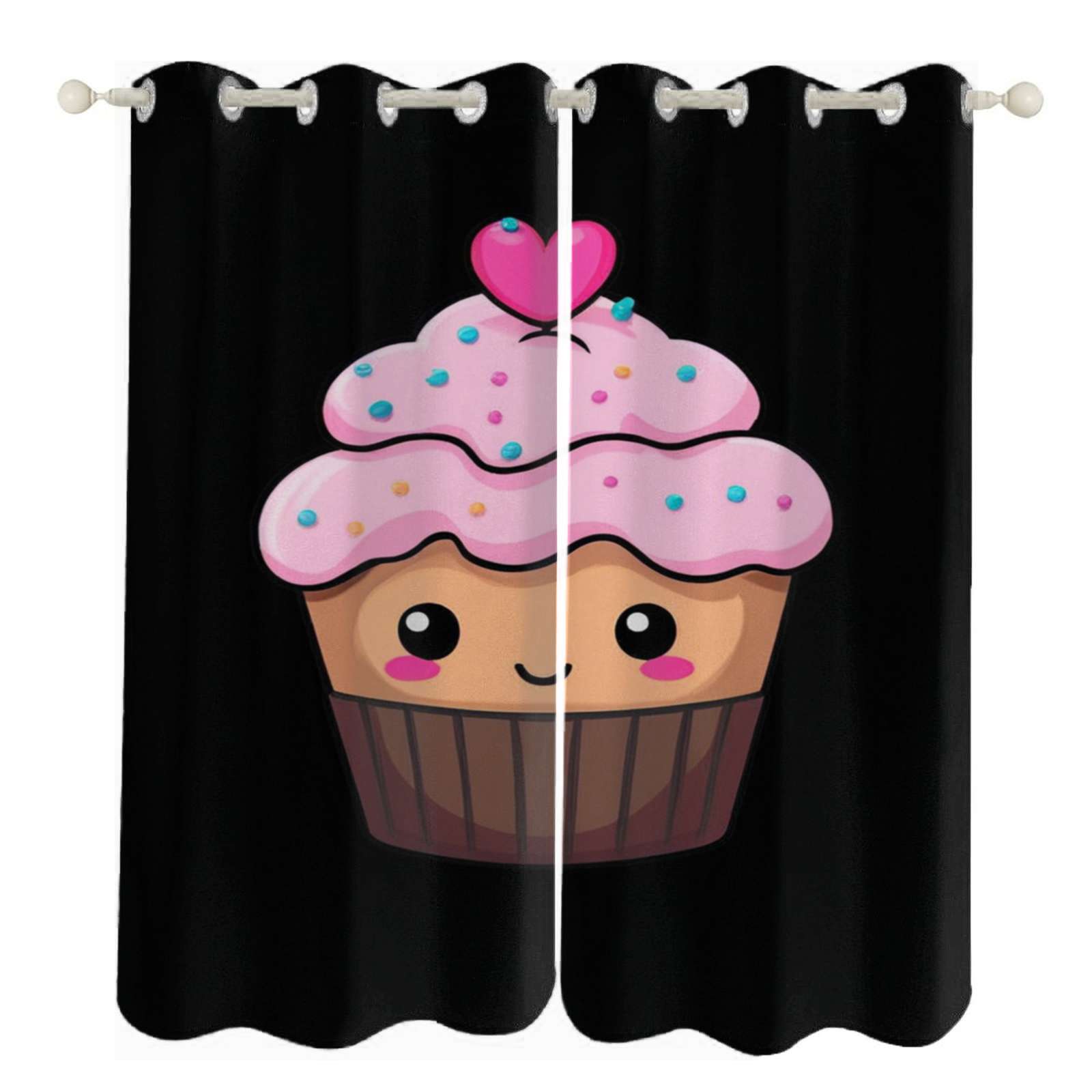 Cute Cupcake Emoji Sunshade Curtains Home Bedroom Living Room Dining ...