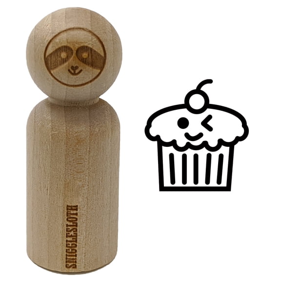 Cute Cupcake Kawaii Outline Rubber Stamp for Scrapbooking Crafting Stamping - Small 3/4 Inch