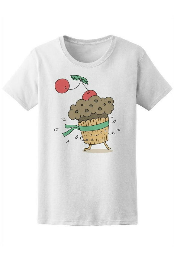 Cute Cupcake Running Food T-Shirt Women -Image by Shutterstock, Female Large