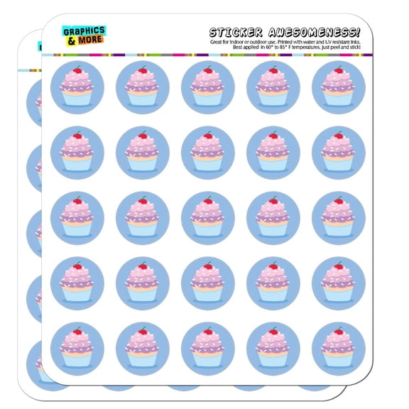 Cute Cupcake Vanilla Cherry with Sprinkles Planner Calendar Scrapbooking Crafting Stickers