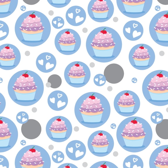 Cute Cupcake Vanilla Cherry with Sprinkles Premium Gift Wrap Wrapping Paper Roll