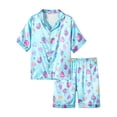 thumbnail image 1 of Topgal Cute Cupcake and Colorful Heart Pajamas for Girls – Satin Silky Short Sleeve Button Down PJ Set Size 14, 1 of 7