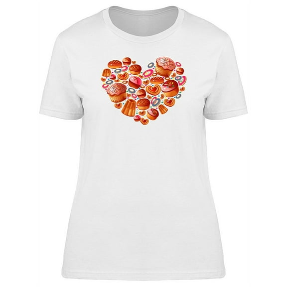 Cute Cupcakes Bakery Heart T-Shirt Women -Image by Shutterstock, Female Medium