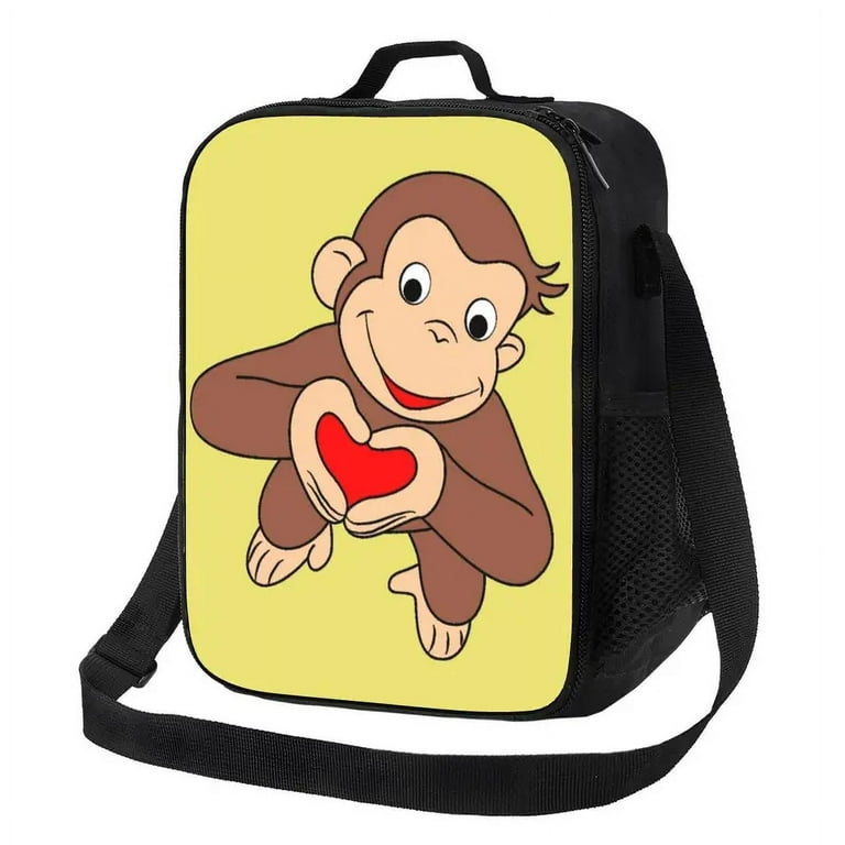 Cute Curious George Monkey Thermal Insulated Lunch Bag Women Resuable Lunch Tote for Outdoor Picnic Storage Bento Food Box