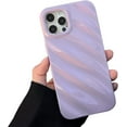 thumbnail image 1 of Cute Curly Wave Case for iPhone 13 Pro Max 6.7 inches, Water Ripple Pattern Phone Case Slim Shockproof Satin Glossy Cover for Girls Boys Silicone 3D Non-Slip Case - Purple, 1 of 7