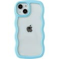 thumbnail image 1 of Cute Curly Wave Frame Shape Shockproof Soft Compatible with iPhone Case (Blue,iPhone 12), 1 of 6