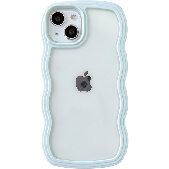 Cute Curly Wave Frame Shape Shockproof Soft Compatible with iPhone Case (Green,iPhone 12 Pro Max)