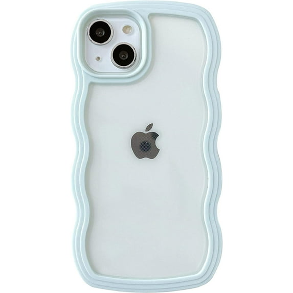 Cute Curly Wave Frame Shape Shockproof Soft Compatible with iPhone Case (Green,iPhone 12)