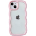 thumbnail image 1 of Cute Curly Wave Frame Shape Shockproof Soft Compatible with iPhone Case (Pink,iPhone 14), 1 of 6