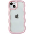 thumbnail image 1 of Cute Curly Wave Frame Shape Shockproof Soft Compatible with iPhone Case (Pink,iPhone 15 Plus), 1 of 5