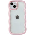 thumbnail image 1 of Cute Curly Wave Frame Shape Shockproof Soft Compatible with iPhone Case (Pink,iPhone 15), 1 of 5