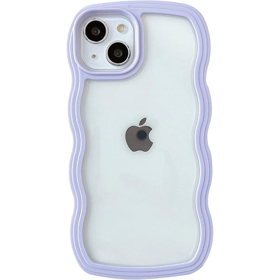 Cute Curly Wave Frame Shape Shockproof Soft Compatible with iPhone Case (Purple,iPhone 11 Pro Max)