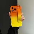 thumbnail image 1 of Cute Curly Wave Frame Shape for iPhone 16 Pro Max Case, with [Adjustable Wristband Kickstand] Soft Silicone Rubber Shockproof Protective Multicolor Phone Cover for Women Girls, Orange+Yellow, 1 of 12