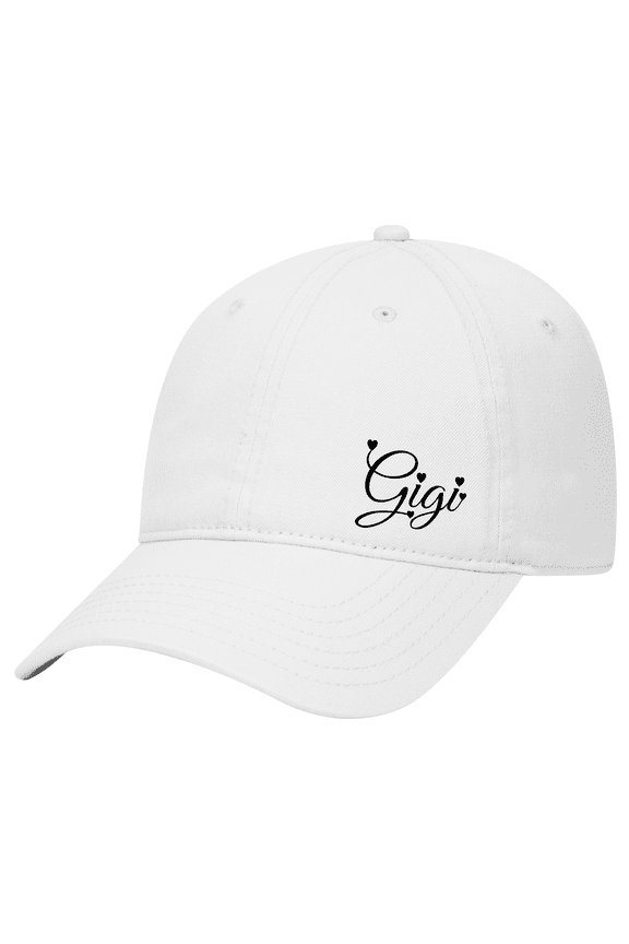 Cute Cursive Heart Names Womens Embroidered Mother's Day White Otto Baseball Cap-Gigi