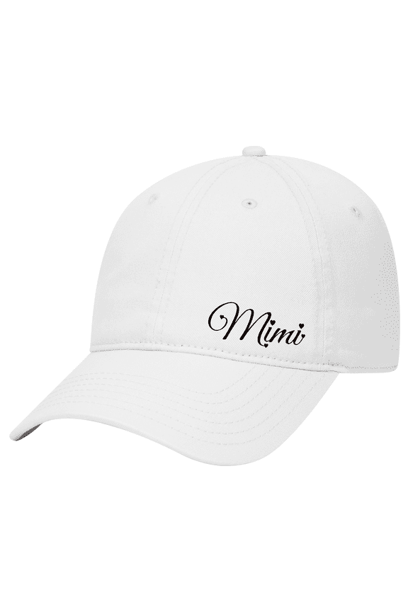 Cute Cursive Heart Names Womens Embroidered Mother's Day White Otto Baseball Cap-Mimi