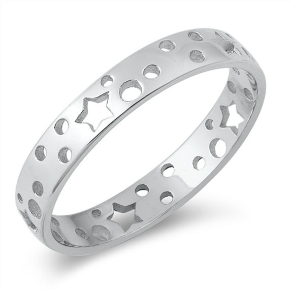 Cute Cutout Star Polka Dot Ring .925 Sterling Silver Band Jewelry Female Male Unisex Size 10