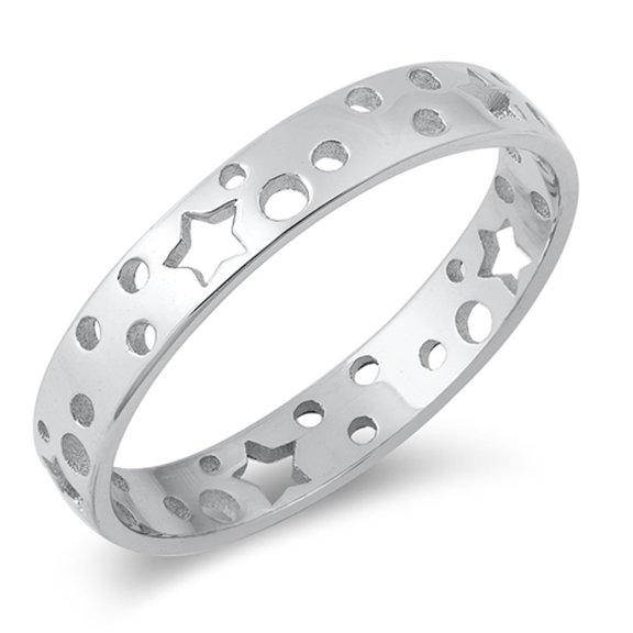 Cute Cutout Star Polka Dot Ring .925 Sterling Silver Band Jewelry Female Male Unisex Size 8