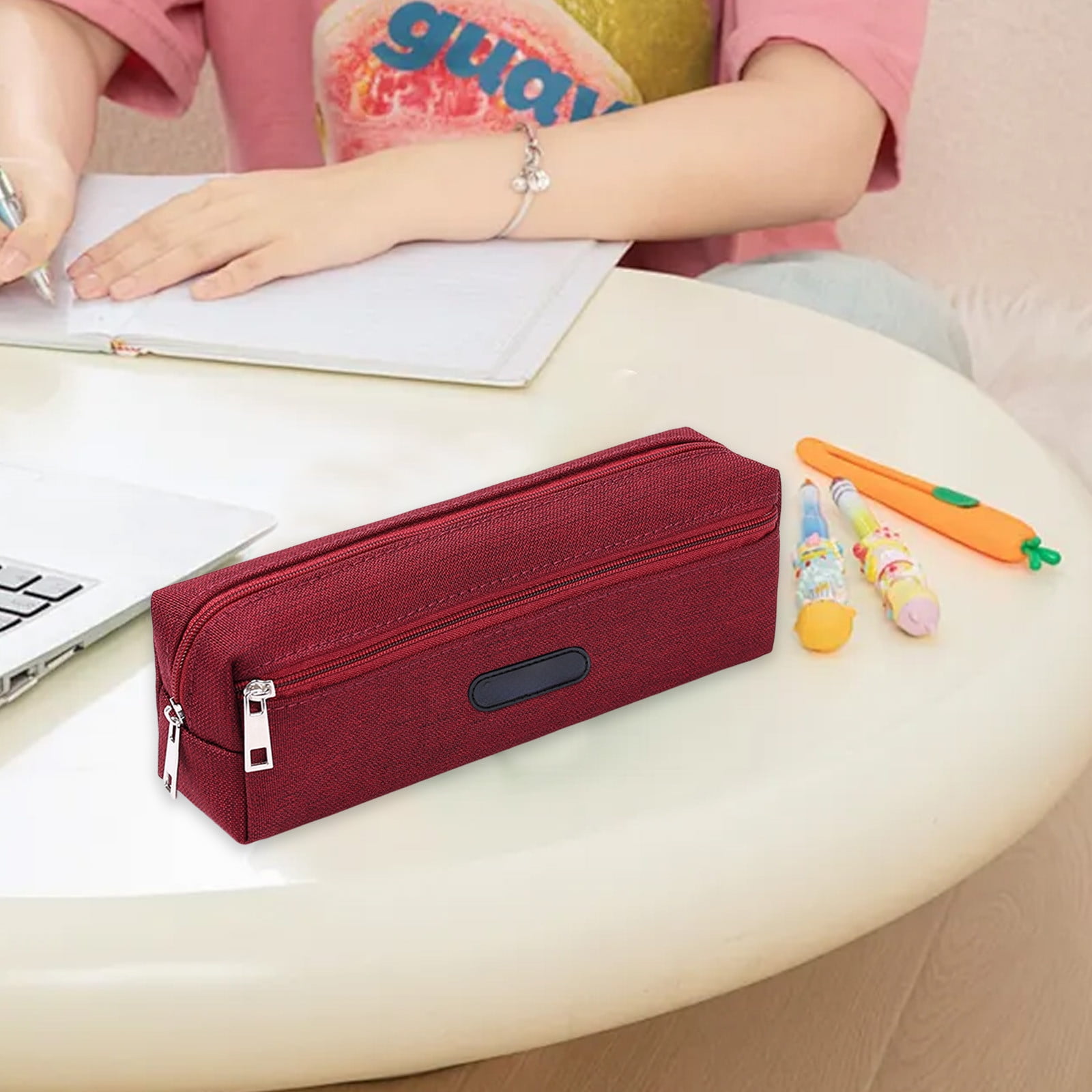 Cute Cylindrical Pencil Case, Large Capacity Zipper Pouch for Students ...