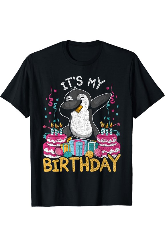Cute Dabbing Penguin Animal Birthday Kids Gift Cake Penguin T-Shirt