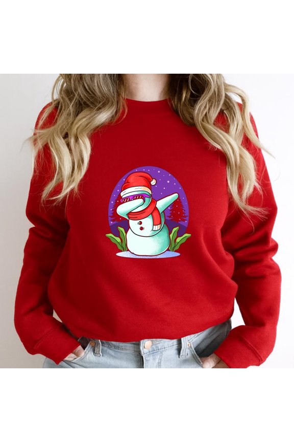 Cute Dabbing Snowman Funny Christmas Holiday Celebration Dance Graphic SW795 Unisex Sweatshirt, Up to Size 5XL