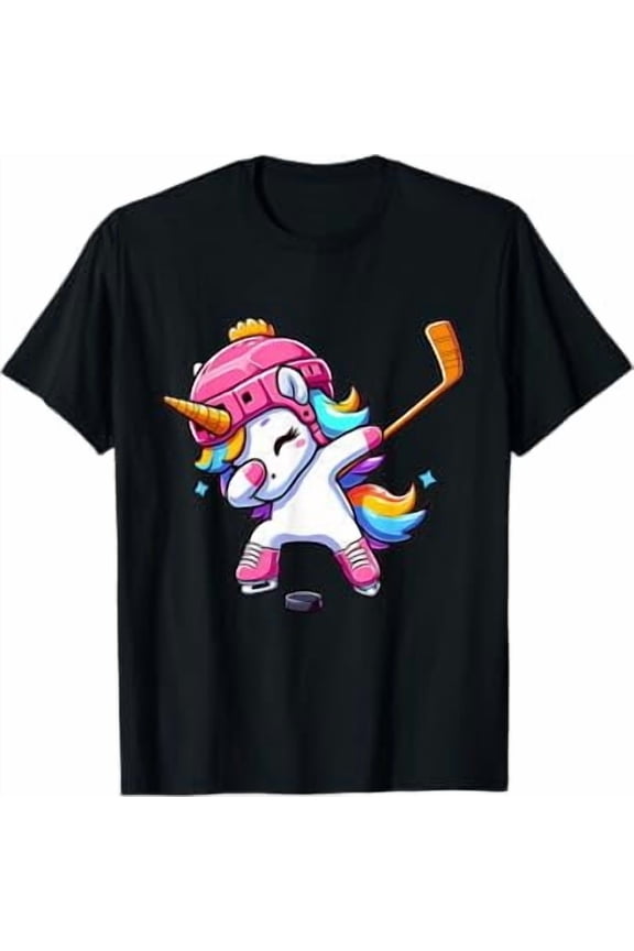 Cute Dabbing Unicorn Ice Hockey Girl Funny Ice Hockey Shirt BLACK Unisex S-5XL Hot Trending Shirt, Vintage Birthday Gift