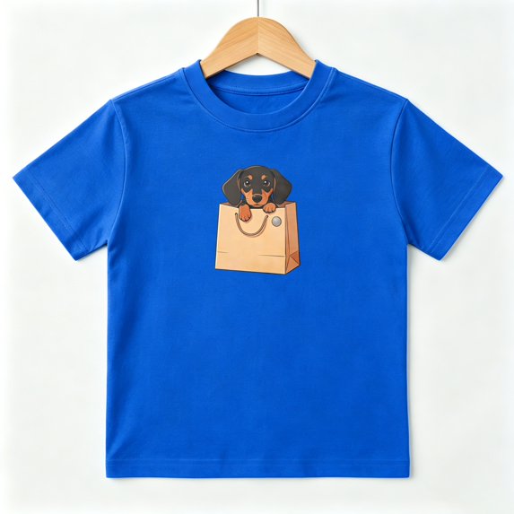Cute Dachshund Bag Puppy Boys Graphic Tees Dog Lover Kids T-Shirt 100% Cotton Short Sleeve Tops Ages 4-13Y