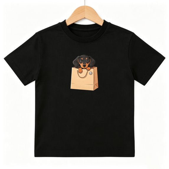 Cute Dachshund Bag Puppy Boys Graphic Tees Dog Lover Kids T-Shirt 100% Cotton Short Sleeve Tops Ages 4-13Y