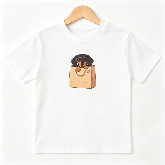 Cute Dachshund Bag Puppy Boys Graphic Tees Dog Lover Kids T-Shirt 100% Cotton Short Sleeve Tops Ages 4-13Y
