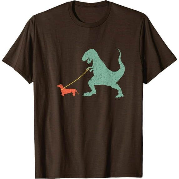 Cute Dachshund Dinosaur Funny Wiener Dog Unisex T-Shirt for Men Women Kids Toddler,Dark Chocolate Color,Size 5XL