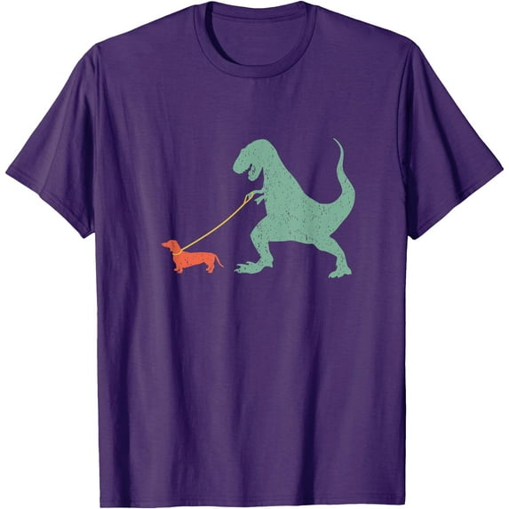 Cute Dachshund Dinosaur Funny Wiener Dog Unisex T-Shirt for Men Women Kids Toddler,Purple Color,Size 4XL