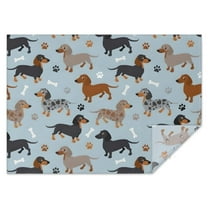 Cute Dachshund and Dog Footprint Rectangle Tablecloth 60"x84",Waterproof Polyester Rectangle Table Cloth, Wipeable Spillproof Polyester Tablecloth for Dining, Camping, Indoor and Outdoor