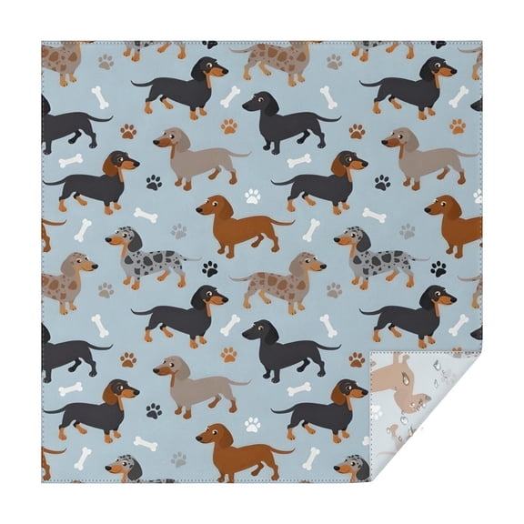 Cute Dachshund and Dog Footprint Square Tablecloth,Waterproof Square Table Cover,Wipeable Spillproof Washable Table Cover for Home Kitchen Party Decor 60"x60"(152x152cm)