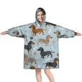 thumbnail image 1 of Cute Dachshund and Dog Footprint Wearable Oversized Blanket,Wearable Blanket Hoodie for Adults,Cozy Hooded Blankets with Super Pockets,Super Warm Fuzzy Pullover for Women & Men, 1 of 6