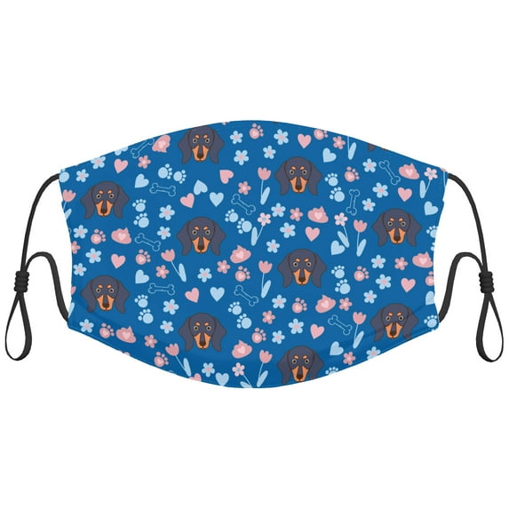 Cute Dachshund Dog Graphic Printed Cloth Face Masks Reusable Washable Adjustable for Child (10 PCS)