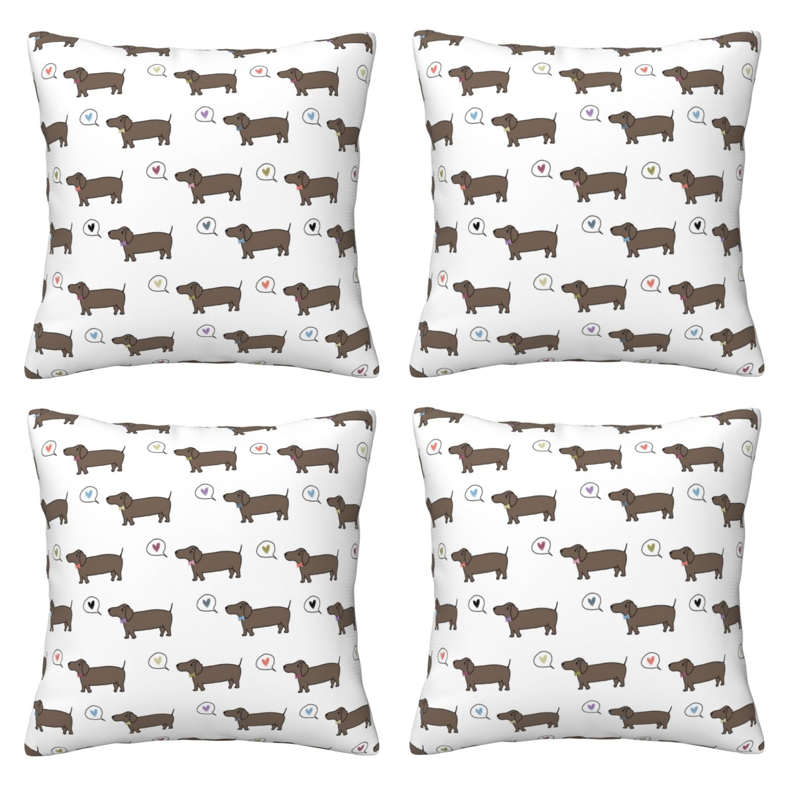 Cute Dachshund Dog Puppy Colorful Love Decorative Throw Pillow Covers 4